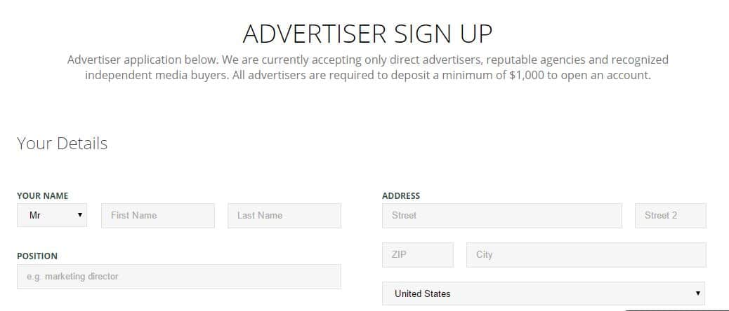 <p>Sign up as an advertiser at <a href="https://platform.propelmedia.com/signup">https://platform.propelmedia.com/signup</a>.</p>